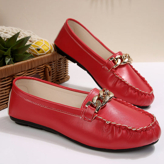 Damen Mokassin-Slipper mit elegantem Ketten-Detail EB