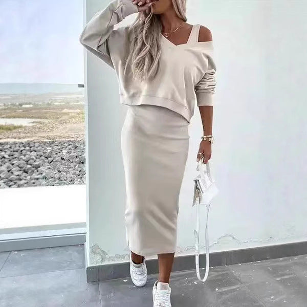 Damen Freizeit-Minikleid- und Sweater-Kombination EB