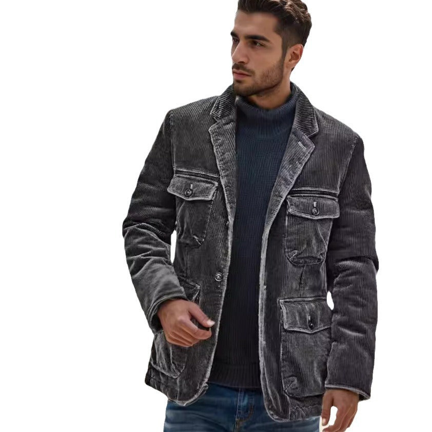 Herren modischer Cordblazer mit aufgesetzten Taschen EB