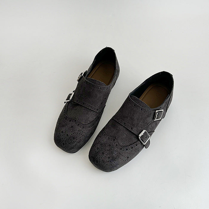 Damen elegante Schnürschuhe mit doppeltem Riemen und dekorativer Broguierung EB