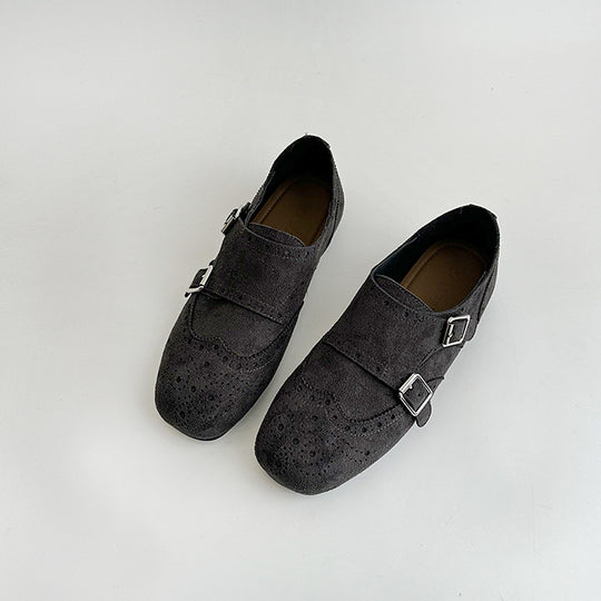 Damen elegante Schnürschuhe mit doppeltem Riemen und dekorativer Broguierung EB