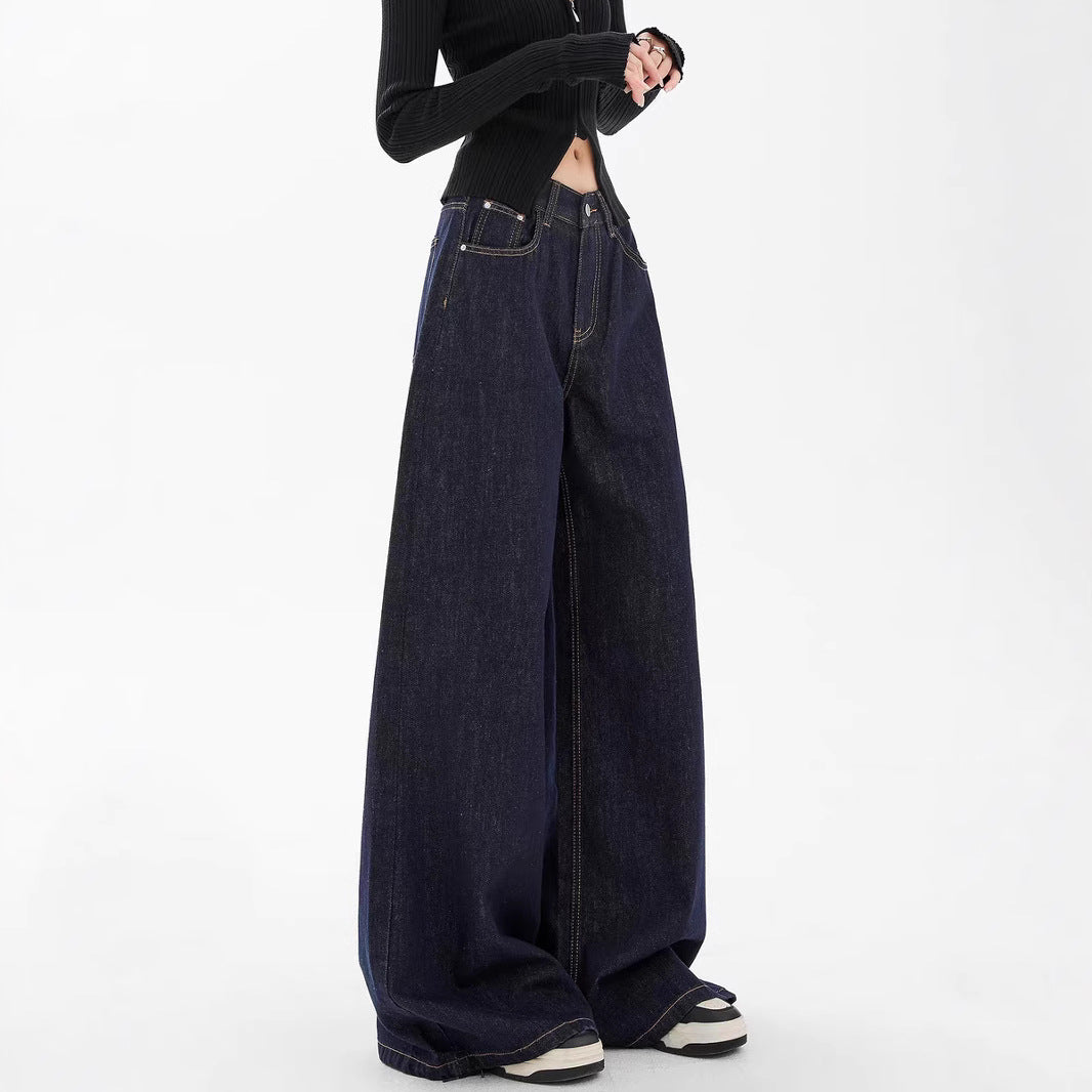 Damen weite Denim-Jeans im lässigen Stil mit hoch geschnittenem Bund und modernen Features EB