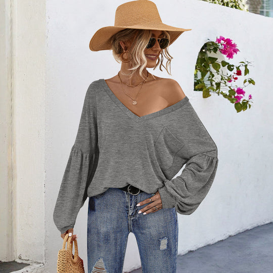 Damen Off-Shoulder Bluse mit voluminösen Ärmeln und modernem Schnitt EB
