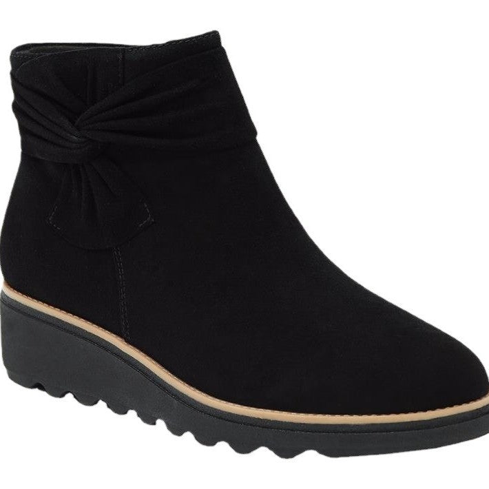 Damen Wedge-Stiefeletten mit geschmackvollem Falten-Design und rutschfester Sohle EB