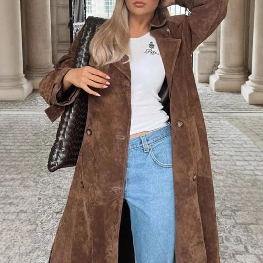 Damen eleganter Trenchcoat mit trendigem Oversized-Schnitt EB