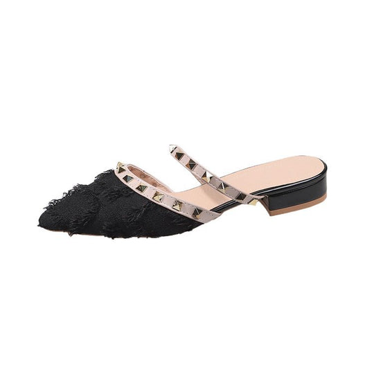 Damen elegante Mules mit modischen Riemen und geschmackvollen Stud-Akzenten EB