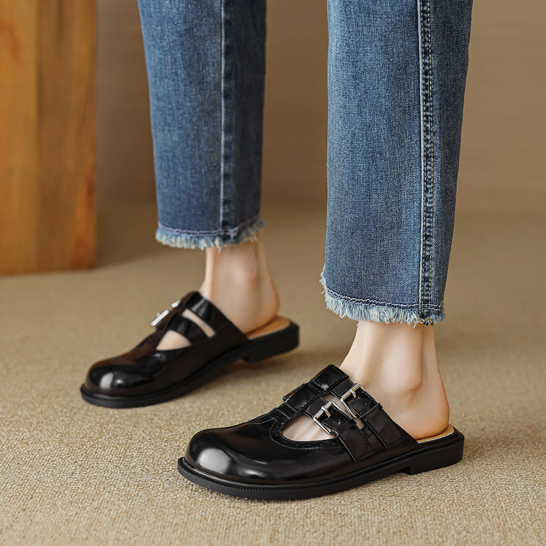 Damen Komfortable Mokassins mit doppelt verstellbarem Riemen EB