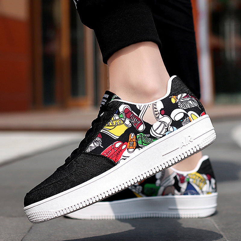 Damen Modische Sneakers mit buntem Grafiken-Design EB