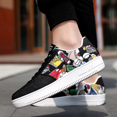 Damen Modische Sneakers mit buntem Grafiken-Design EB