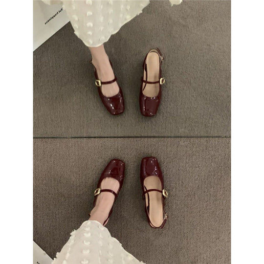 Damen Slingback-Pumps mit breitem Blockabsatz und dekorativem Schnallenakzent EB