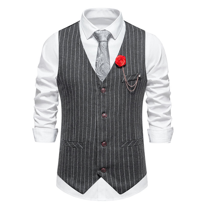 Herren elegante Anzugweste mit feinen Streifen und praktischen Taschen EB