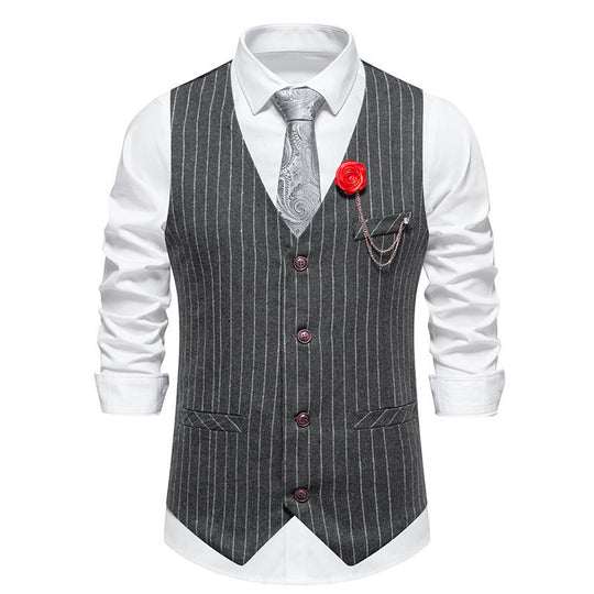 Herren elegante Anzugweste mit feinen Streifen und praktischen Taschen EB