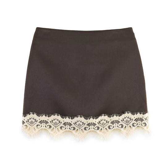 Damen Feiner Rock mit eleganter Spitzenverzierung EB