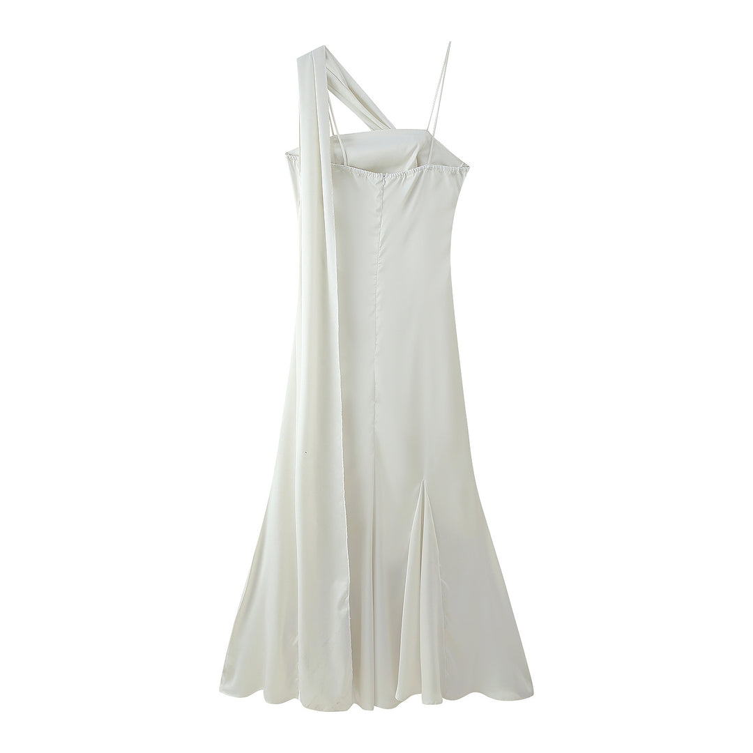 Damen Maxikleid mit asymmetrischem Schnitt und elegantem Rüschendetail EB