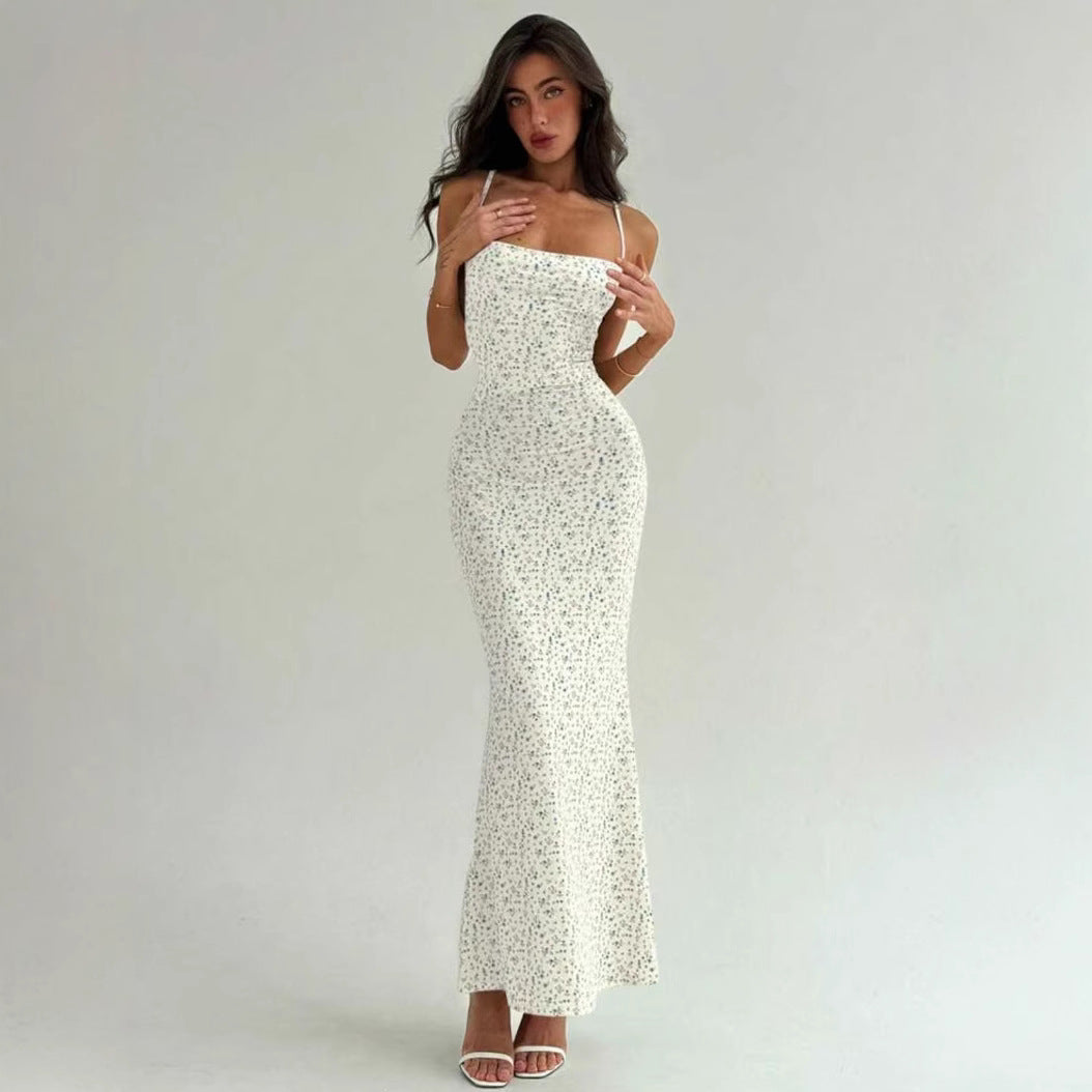 Damen Elegantes Sommerkleid mit zarten Blumenmuster und fließendem Schnitt EB