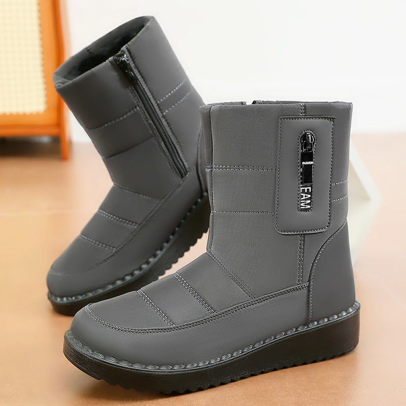 Damen Gefütterte Winterstiefel mit rutschfester Sohle und modischem Reißverschluss EB
