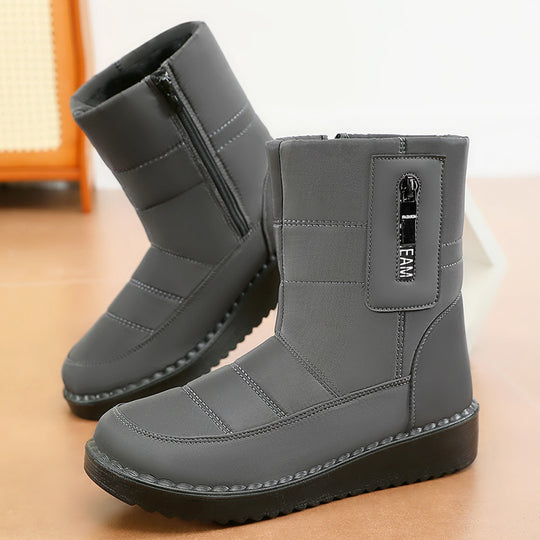 Damen Gefütterte Winterstiefel mit rutschfester Sohle und modischem Reißverschluss EB