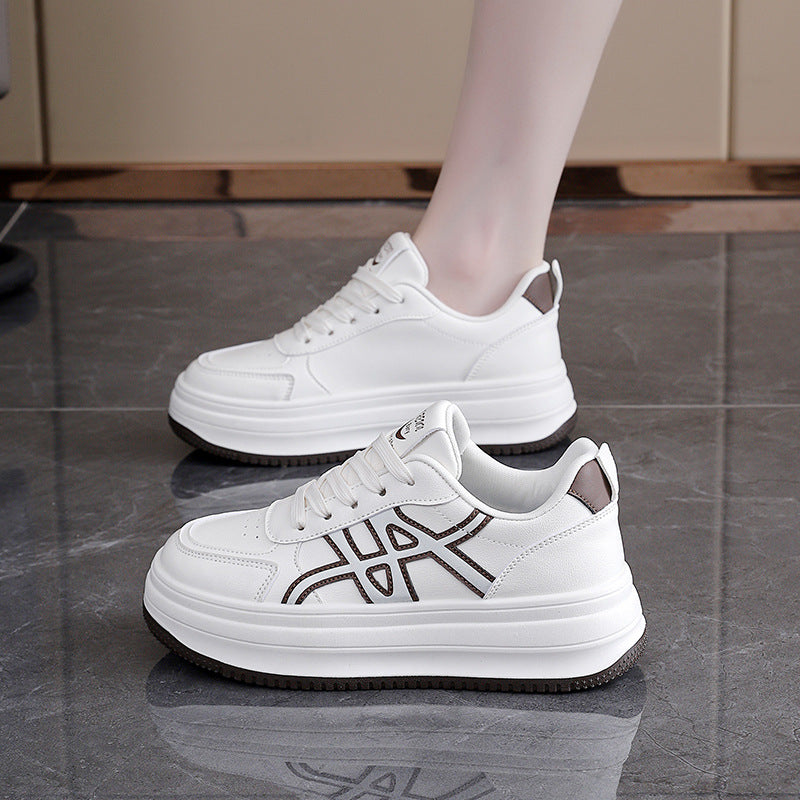 Damen Modische Sneakers mit hohem Plateau und eleganter Naht EB