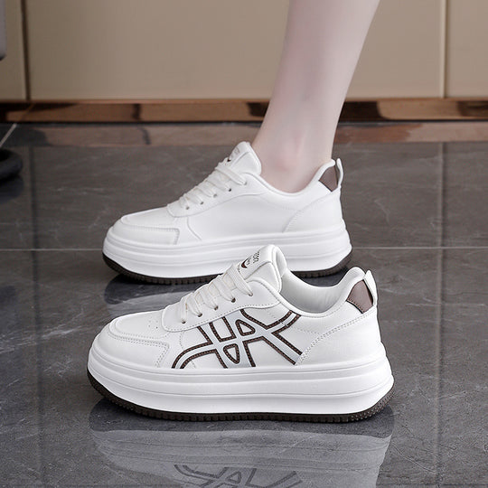 Damen Modische Sneakers mit hohem Plateau und eleganter Naht EB