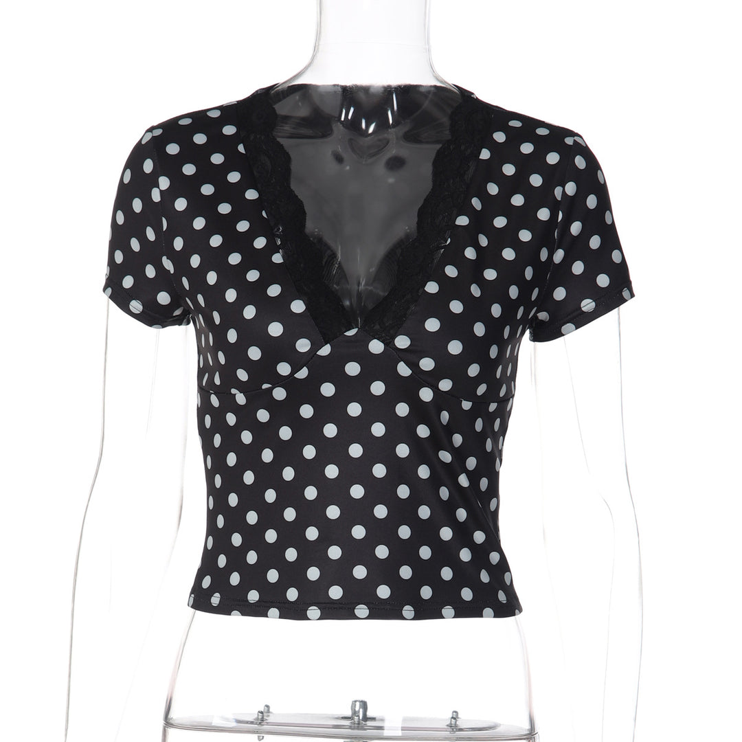 Damen Polka-Dots Spitzenoberteil EB