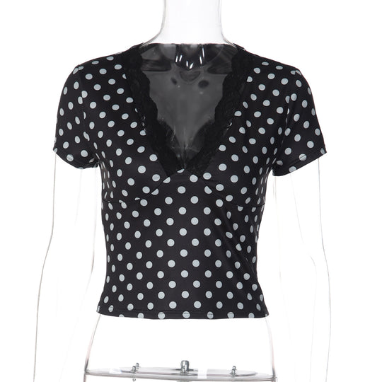Damen Polka-Dots Spitzenoberteil EB