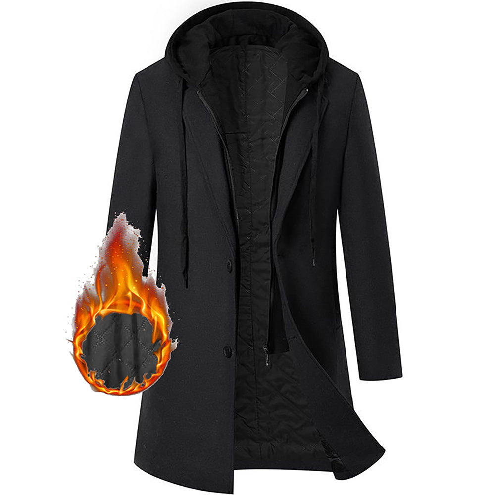 Damen eleganter Mantel mit abnehmbarer Kapuze und sportlichen Akzenten EB
