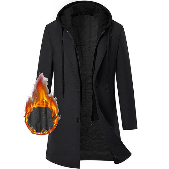 Damen eleganter Mantel mit abnehmbarer Kapuze und sportlichen Akzenten EB