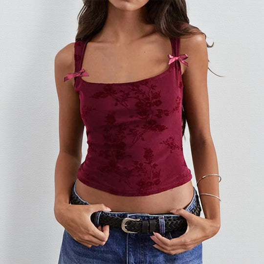 Damen Blumendesign Crop-Top EB