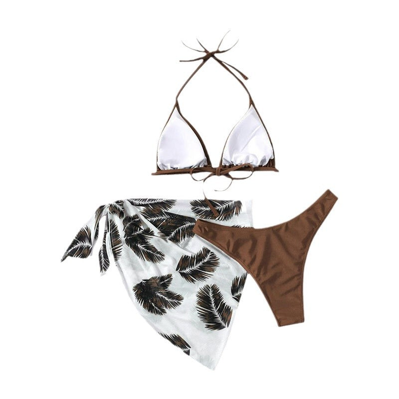 Damen Triangel-Bikini mit verstellbaren Trägern und floralem Sarong EB