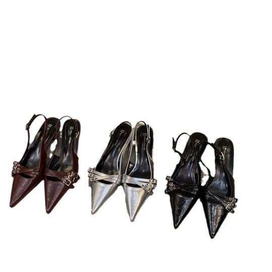 Damen Elegante Slingback-High Heels mit verzierten Riemen EB