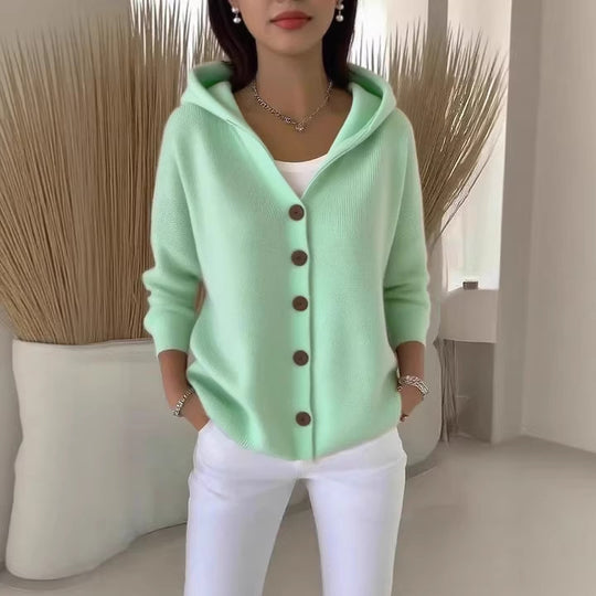 Damen nan Kapuzen-Cardigan mit Knopfleiste und lässiger Oversize-Passform EB