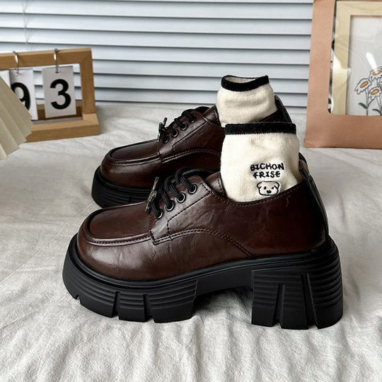Damen modische Plateau-Schnürschuhe mit robustem Profil EB