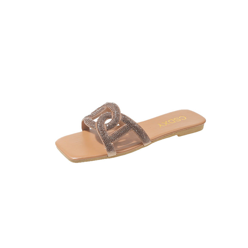 Damen Riemensandalen mit funkelnder Kettenapplikation EB