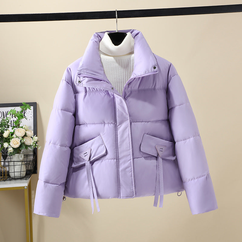 Damen Kurzgeknöpfte Steppjacke mit hohem Kragen und seitlichen Taschen EB