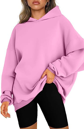 Damen nan Oversize-Kapuzenpullover im Longline-Schnitt mit Raglanärmeln und weichem Innenfutter EB