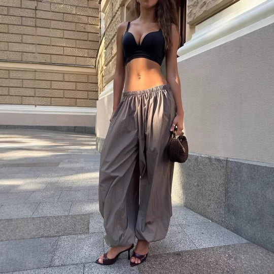 Damen weit geschnittene High-Waist Palazzo-Hose mit elastischem Bund und fließender Sommerqualität Eichborn Berlin