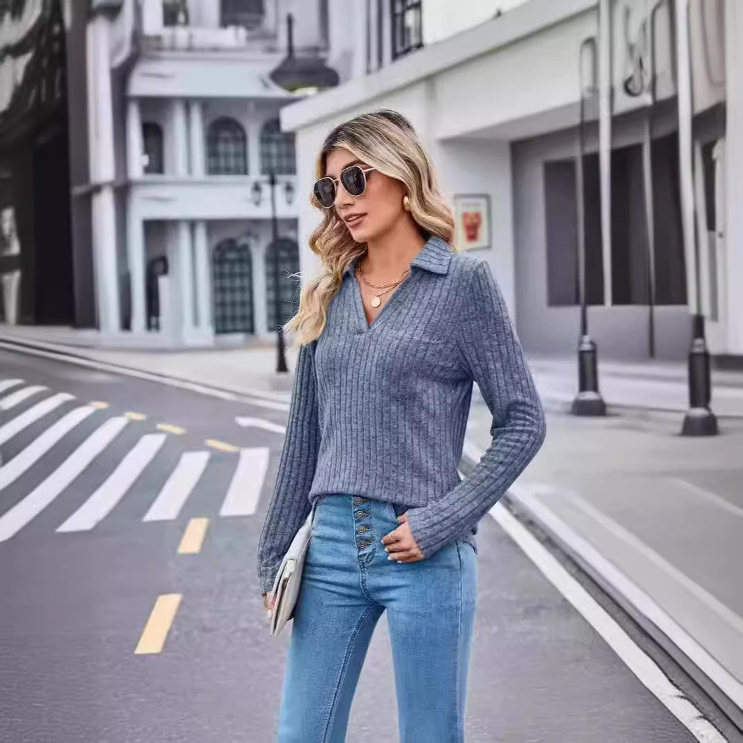 Damen Elegantes pullover mit strukturiertem Design EB