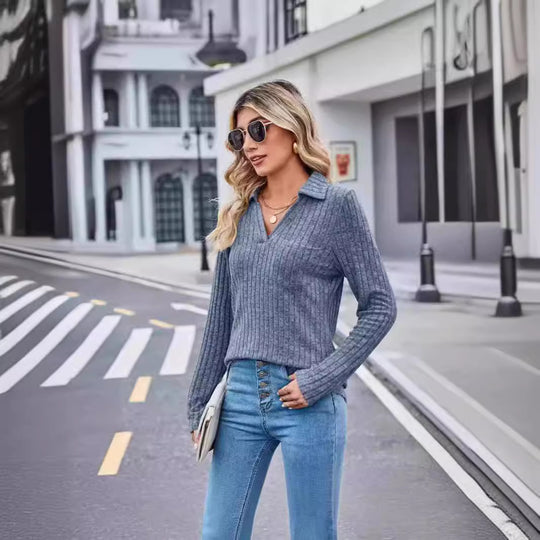 Damen Elegantes pullover mit strukturiertem Design EB