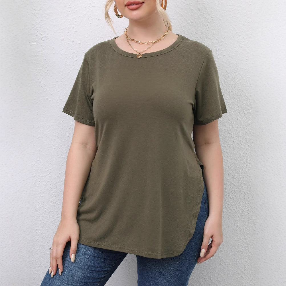 Damen lässiges T-Shirt mit seitlichen Eingrifftaschen EB