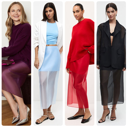 Damen Langer Chiffon-Rock mit seitlichem Schlitz und eleganter Silhouette EB