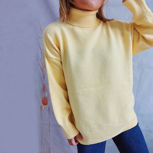 EB | Einfarbiger Warmer Strickpullover Für Alltag