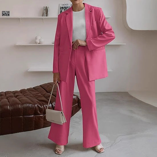 Damen nan Longblazer-Set mit kastiger Oversize-Silhouette, strukturierter Schulterpartie und hochtaillierter Palazzo-Hose EB