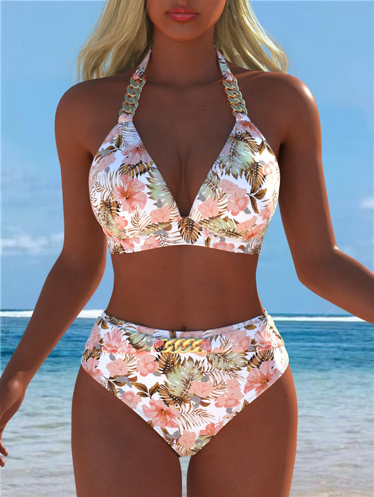 Damen Bikini mit luxuriösem Marmormuster und edlen Details EB