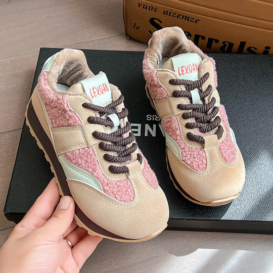 Damen Komfortable Sneaker mit flauschigem Obermaterial und stabiler Sohle EB