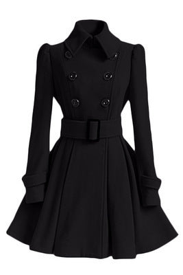 Damen moderner Trenchcoat mit tailliertem Schnitt und Doppelknöpfen EB