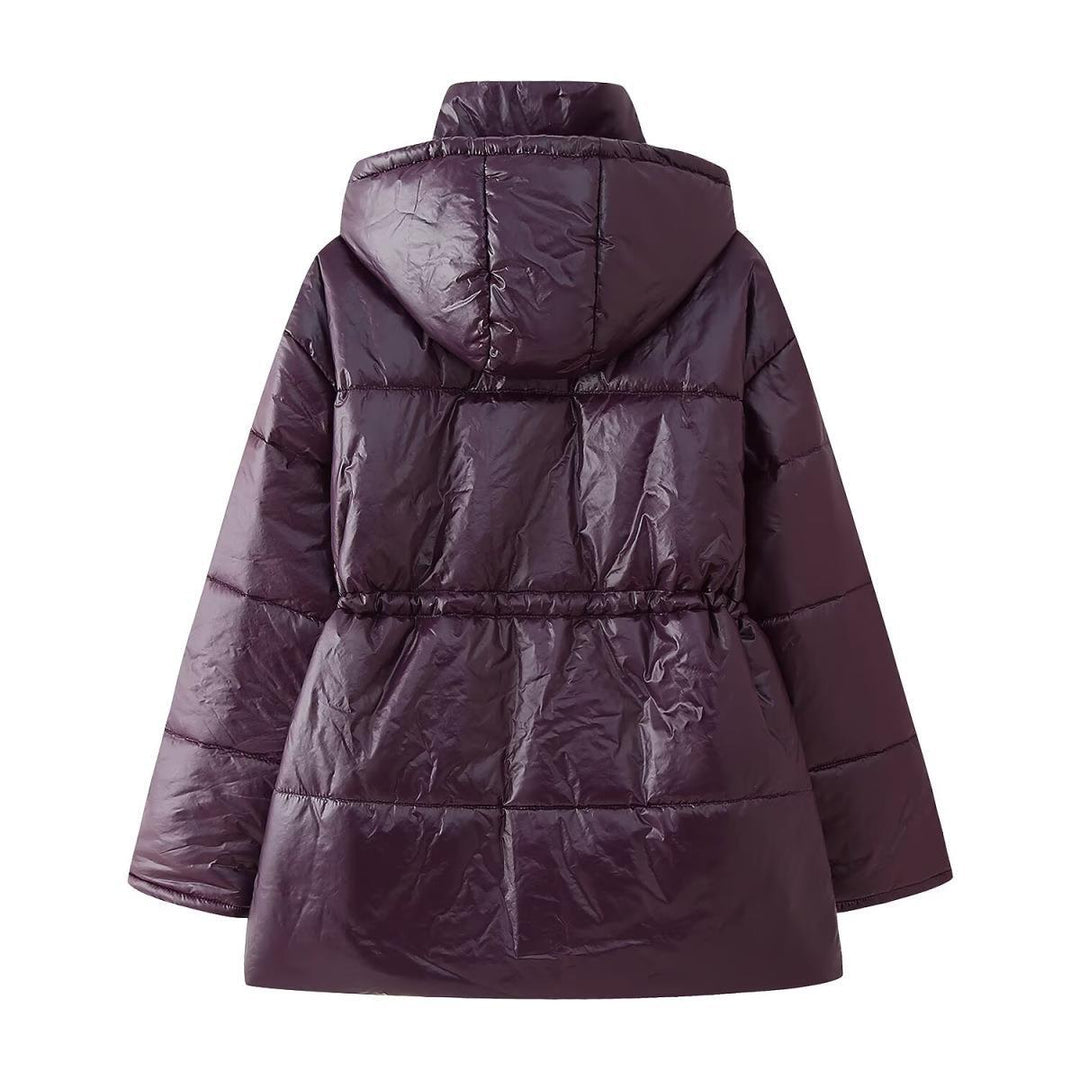 Damen Steppjacke mit Kapuze und taillierbarem Gürtel EB