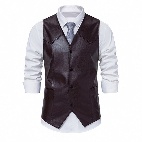 Herren elegante Kunstlederweste EB