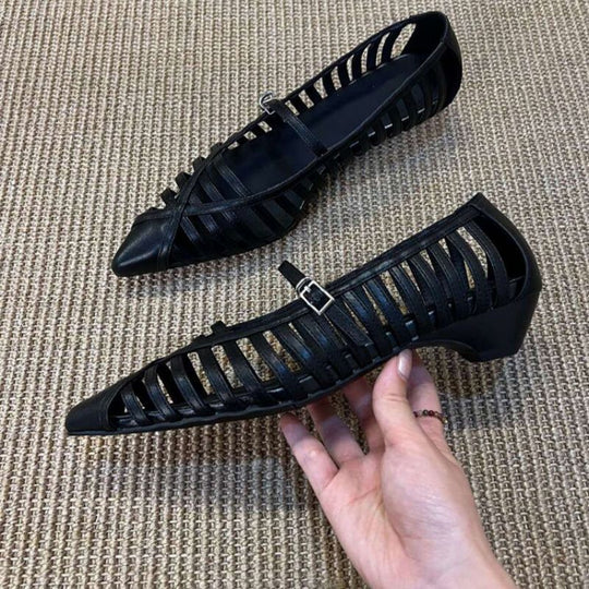 Damen Riemchen Ballerinas mit transparentem Design EB