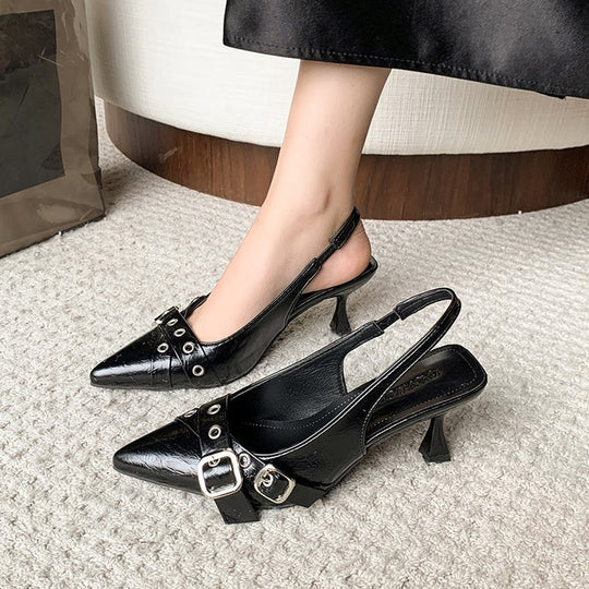 Damen Slingback-Pumps mit quadratischem Absatz und Schnallenakzent EB