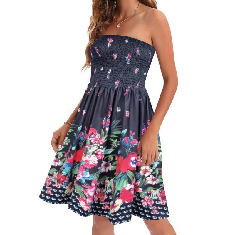 EB | Bedrucktes Strandurlaub sexy Tube Top Kleid